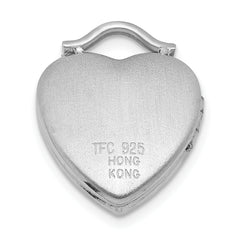 Sterling Silver Rhodium-plated Polished Front/Brushed Back 1/20 carat Diamond 12mm Heart Locket