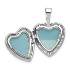 Sterling Silver Rhodium-plated Brushed And Polished 1/20 carat Diamond 12mm Heart Locket