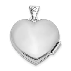 Sterling Silver Rhodium-plated Lab Created Ruby July Birthstone 18mm Heart Locket