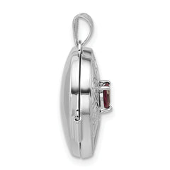Sterling Silver Rhodium-plated Rhodolite Garnet June Birthstone 18mm Heart Locket