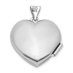 Sterling Silver Rhodium-plated Lab Created Emerald May Birthstone 18mm Heart Locket