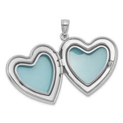 Sterling Silver Rhodium-plated Brushed And Polished 1/20 carat Diamond Foot Prints 24mm Heart Locket