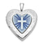 Blue Cross Cameo Heart Locket in Sterling Silver, 25mm - Sophia Jewelers