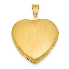Sterling Silver Gold-plated Polished Front/Brushed Back Engraved Cross 16mm Heart Locket