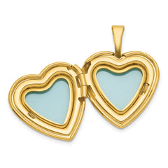 Sterling Silver Gold-plated Polished Front/Brushed Back Engraved Cross 16mm Heart Locket
