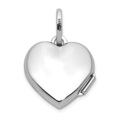 Sterling Silver Rhodium-plated Polished Reversible 15mm Heart Locket