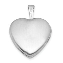 Sterling Silver Rhodium-plated Polished Front/Brushed Back 16mm Heart Locket