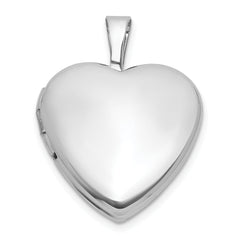 Sterling Silver Rhodium-plated Polished Front/Brushed Back 16mm Heart Locket