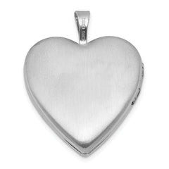 Sterling Silver Rhodium-plated Polished Front/Brushed Back Starburst Pattern 20mm Heart Locket