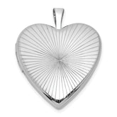 Sterling Silver Rhodium-plated Polished Front/Brushed Back Starburst Pattern 20mm Heart Locket