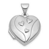 Sterling Silver Rhodium-plated MY LOVE MY LIFE MY FOREVER On Reverse 15mm Heart Locket