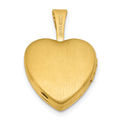 Sterling Silver Gold-plated Polished Front/Brushed Back Foot Prints with Hearts 12mm Heart Locket