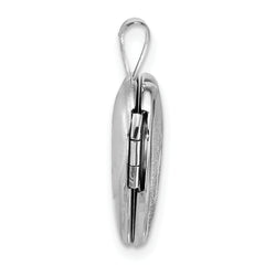 Sterling Silver Rhodium-plated Polished Front/Brushed Back Foot Prints with Star 16mm Heart Locket