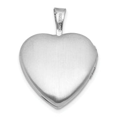 Sterling Silver Rhodium-plated Polished Front/Brushed Back Foot Prints with Star 16mm Heart Locket