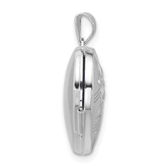 Sterling Silver Rhodium-plated Polished Flowers 18mm Heart Locket