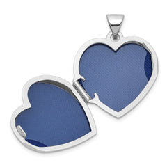 Sterling Silver Rhodium-plated Polished Flowers 18mm Heart Locket