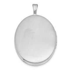 Sterling Silver Rhodium-plated Polished Front/Brushed Back 1/20 carat Diamond Hearts Swirl Design 26mm Oval Locket