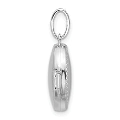 Sterling Silver Rhodium-plated Polished with Beaded Border 17mm Oval Locket