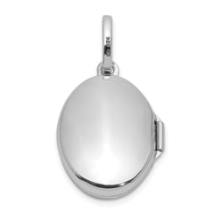 Sterling Silver Rhodium-plated Polished with Beaded Border 17mm Oval Locket