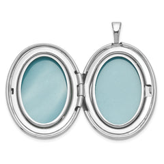 Sterling Silver Rhodium-plated Polished Front/Brushed Back Diamond-cut Floral Design 20mm Oval Locket