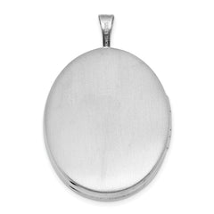 Sterling Silver Rhodium-plated Polished Front/Brushed Back ALWAYS ON MY MIND FOREVER IN MY HEART 20mm Oval Locket
