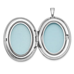 Sterling Silver Rhodium-plated Polished Front/Brushed Back ALWAYS ON MY MIND FOREVER IN MY HEART 20mm Oval Locket
