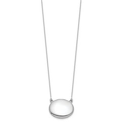 Sterling Silver Rhodium-plated Polished Front/Brushed Back 18.75 inch with 2 inch extension 20mm Oval Locket Necklace