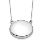 Sterling Silver Rhodium-plated Polished Front/Brushed Back 18.75 inch with 2 inch extension 20mm Oval Locket Necklace