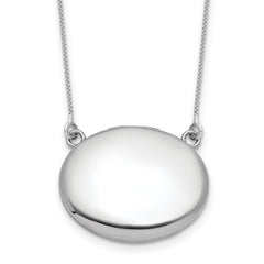 Sterling Silver Rhodium-plated Polished Front/Brushed Back 18.75 inch with 2 inch extension 20mm Oval Locket Necklace
