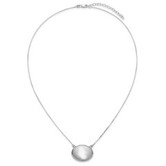 Sterling Silver Rhodium-plated Brushed with Border 18.75 inch with 2 inch extension 20mm Oval Locket Necklace