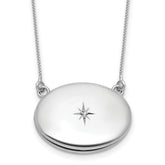 Sterling Silver Rhodium-plated Polished Front/Brushed Back 1/20 ct. Diamond 18.75 inch with 2 inch extension 20mm Oval Locket Necklace