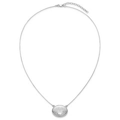 Sterling Silver Rhodium-plated Polished Front/Brushed Back 18.75 inch with 2 inch extension 20mm Oval Filigree Locket Necklace