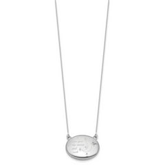 Sterling Silver Rhodium-plated Polished Front/Brushed Back Love To Moon and Back 18.75 inch with 2 inch ext. 20mm Oval Locket Necklace