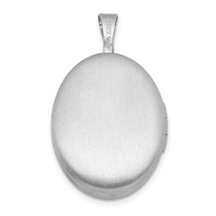 Sterling Silver Rhodium-plated Brushed 1/20 carat Diamond Engraved Cross 16mm Oval Locket