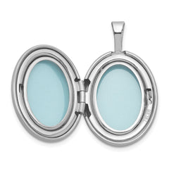 Sterling Silver Rhodium-plated Brushed 1/20 carat Diamond Engraved Cross 16mm Oval Locket