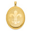 Sterling Silver Gold-plated Polished Front/Brushed Back Fleur De Lis 28mm Oval Locket