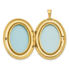 Sterling Silver Gold-plated Polished Front/Brushed Back Two Dolphins 20mm Oval Locket