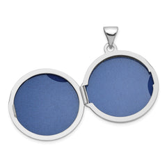 Sterling Silver Rhodium-plated Half Point Diamond Cross 20mm Scrolled Round Locket