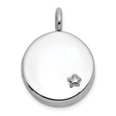 Sterling Silver Rhodium-plated Polished Star On 10mm Round Locket
