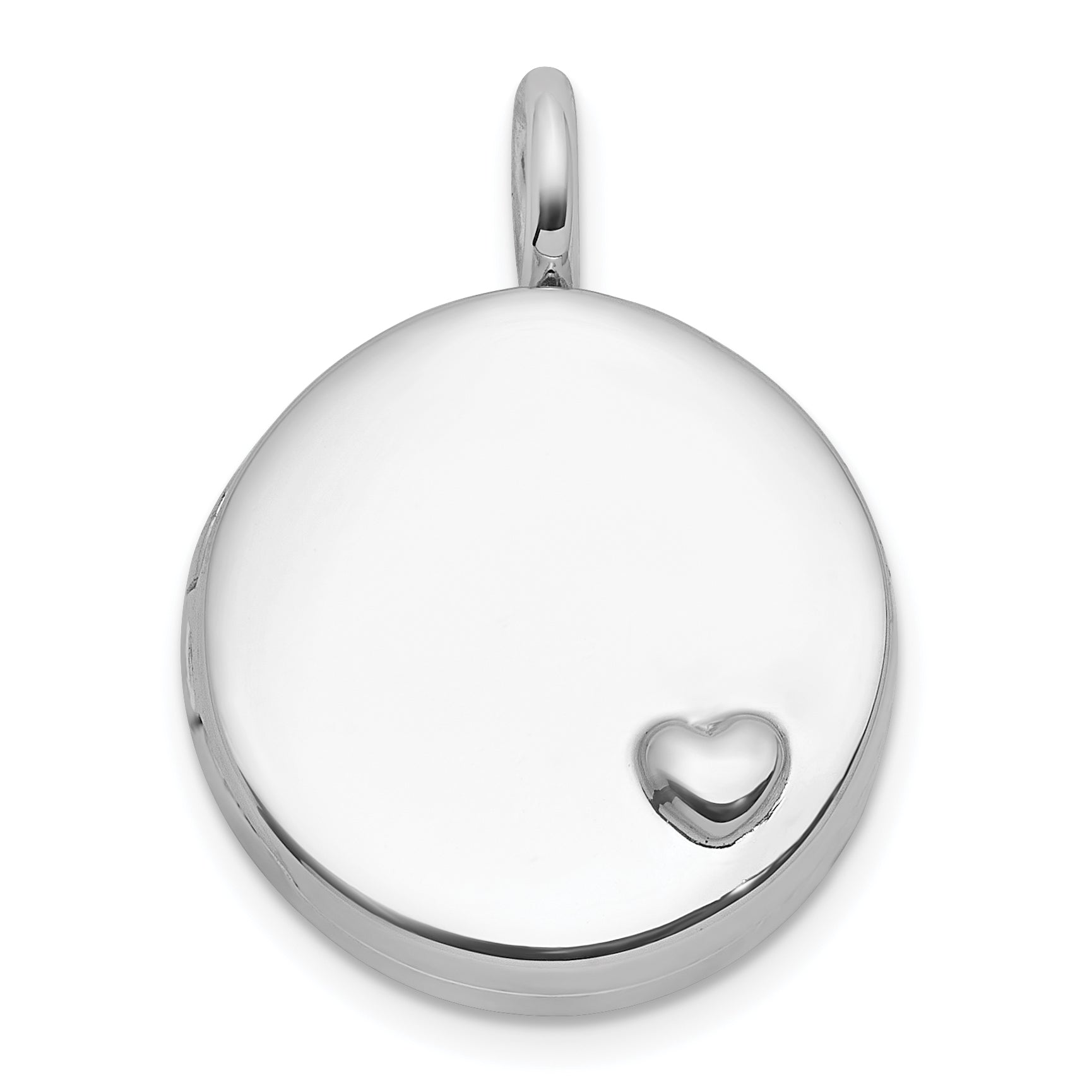 Sterling Silver Rhodium-plated Polished Heart On 10mm Round Locket
