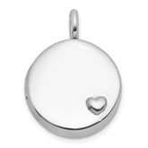 Sterling Silver Rhodium-plated Polished Heart On 10mm Round Locket