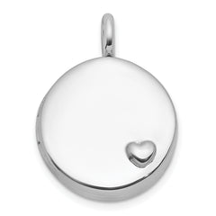 Sterling Silver Rhodium-plated Polished Heart On 10mm Round Locket