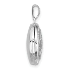 Sterling Silver Rhodium-plated Polished 16mm Celtic Knot Design Round Locket