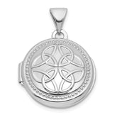 Sterling Silver Rhodium-plated Polished 16mm Celtic Knot Design Round Locket