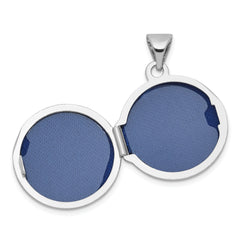 Sterling Silver Rhodium-plated Saint Christopher Protect Us 16mm Round Locket