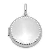 Sterling Silver Rhodium-plated Polished with Beaded Border 20mm Round Locket