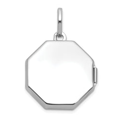 Sterling Silver Rhodium-plated Polished with Beaded Border 18mm Octagon Shaped Locket