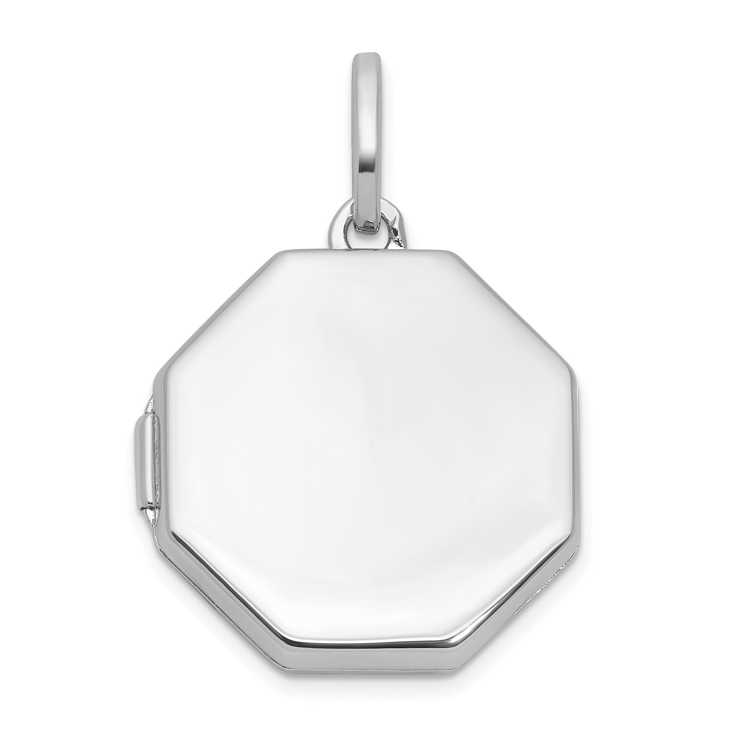 Sterling Silver Rhodium-plated Reversible 18mm Octagon Shaped Locket