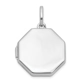 Sterling Silver Rhodium-plated Reversible 18mm Octagon Shaped Locket