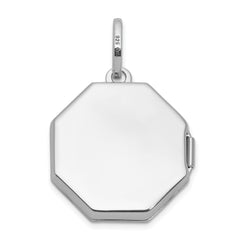 Sterling Silver Rhodium-plated Half Point Diamond with Star 18mm Octagon Shaped Locket